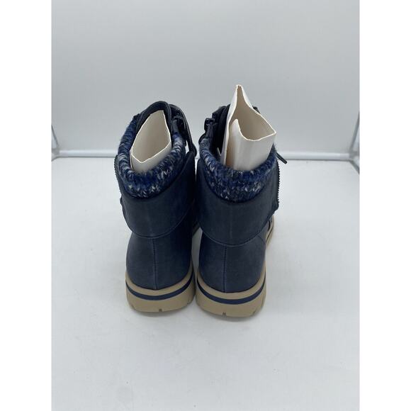 New Cliffs By White Mountain Hope Suede‎ Ankle Boot Sweater Knit Lining Navy 7M - Picture 5 of 6
